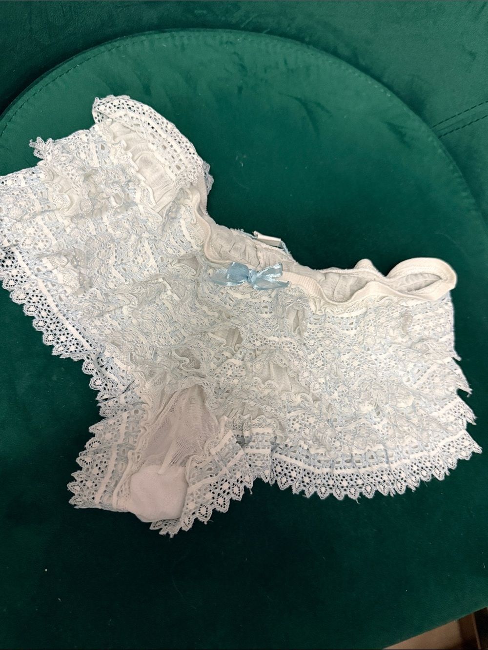 Lace Ruffle Boyshorts Panties in Pale Blue NWOT - Never Worn
